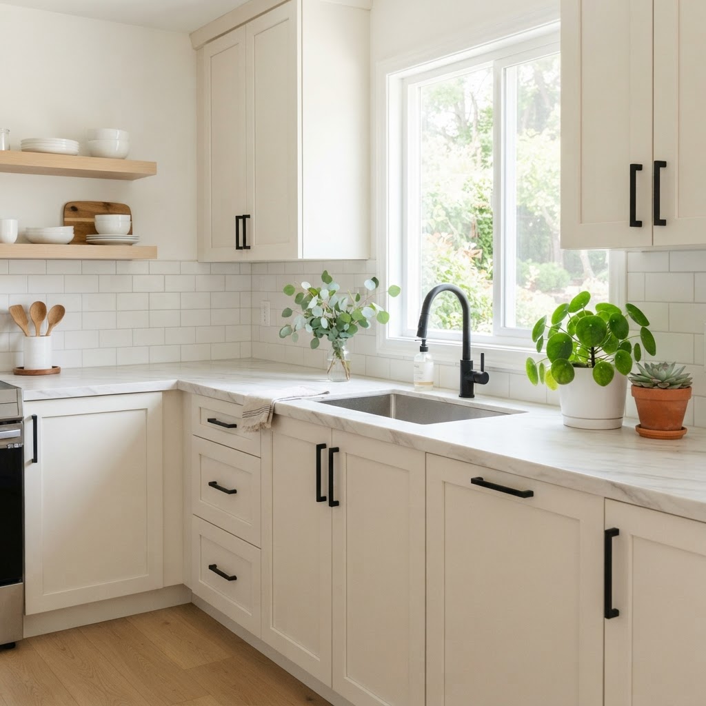 Swap out standard hardware to instantly modernize your kitchen cabinets.