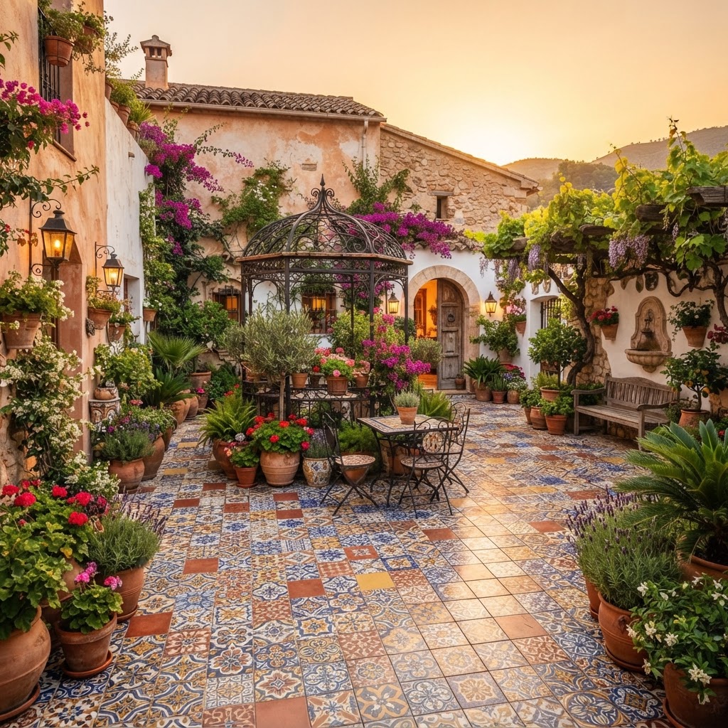 Outdoor courtyards gain charm with authentic Spanish-style tiling.