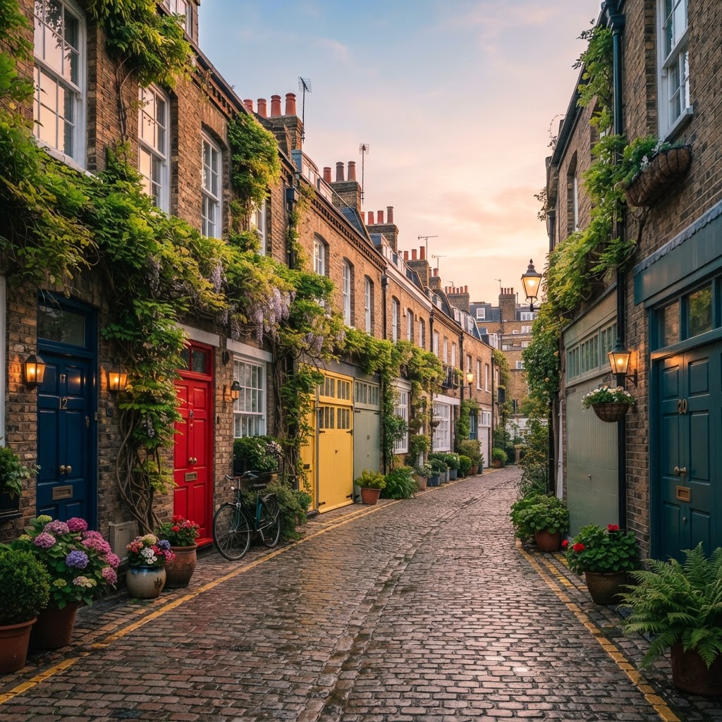 The hidden charm of London's cobblestone mews houses.