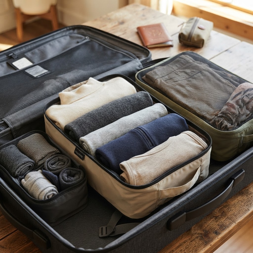 Use packing cubes to keep your road trip gear organized.