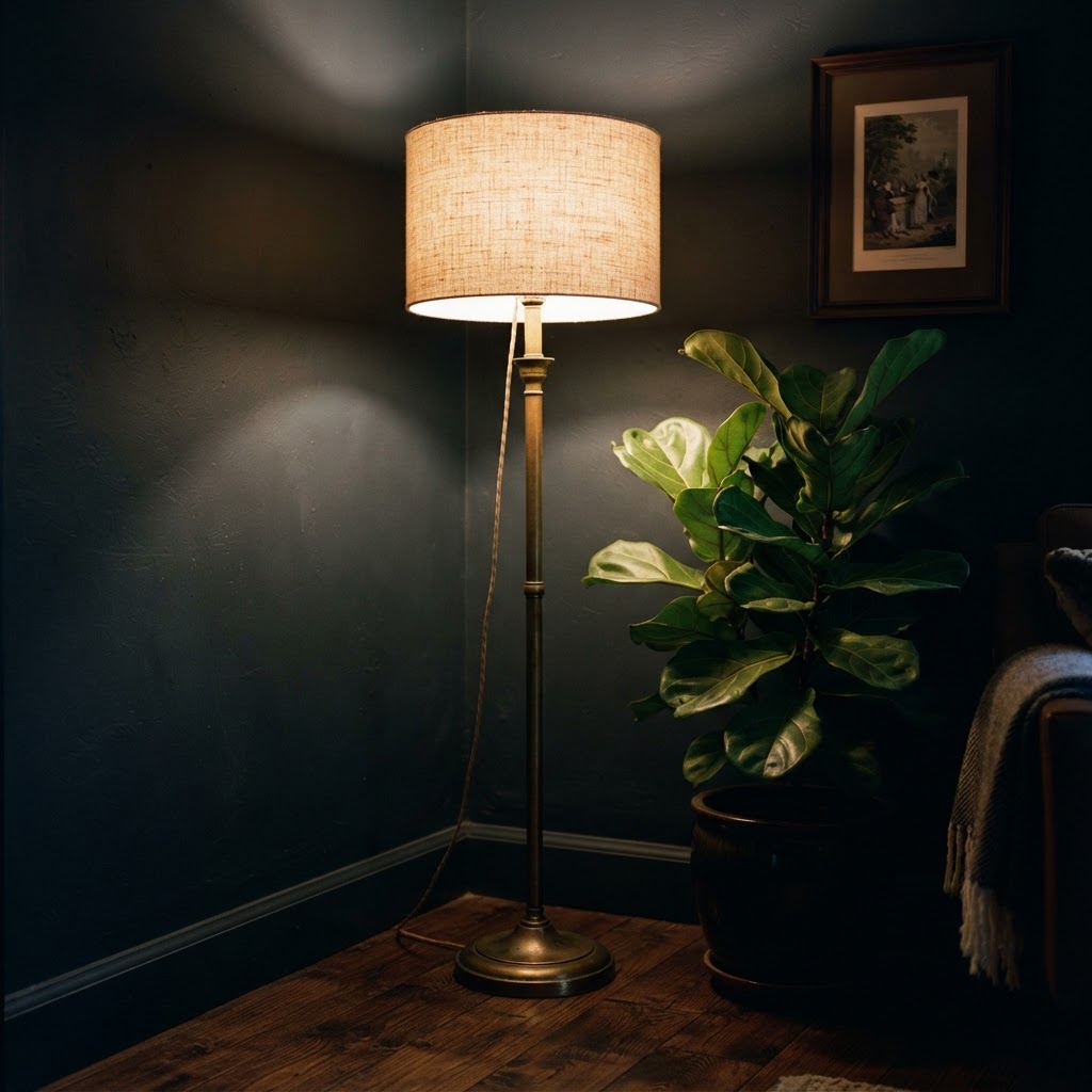 Small DIY upgrades, like fabric-covered shades, can make budget lamps look custom.
