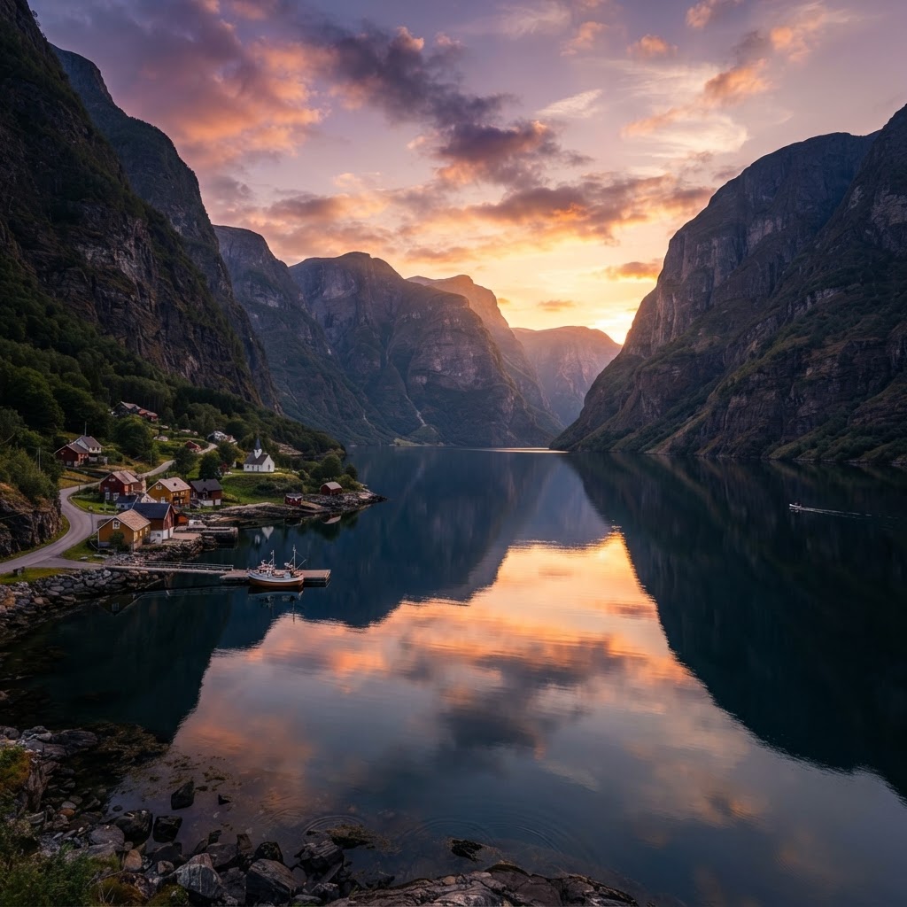 The serene and dramatic beauty of the Norwegian fjords.