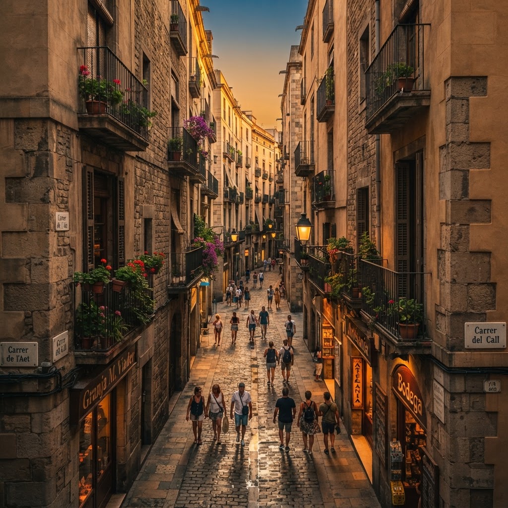 Barcelona Streets That Look Like a Movie Set 2 The atmospheric and winding alleys of the Gothic Quarter.