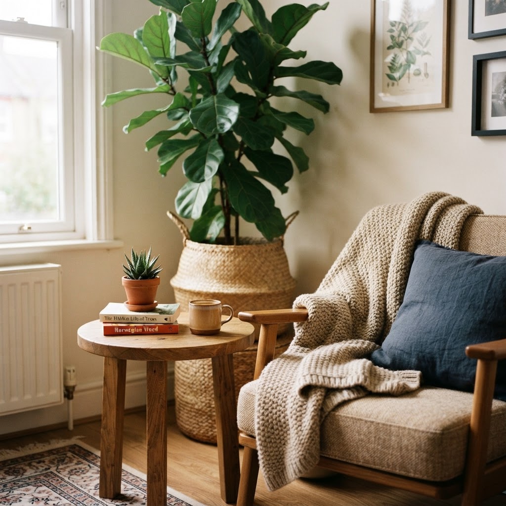 Textural details bring warmth to a neutral small space.