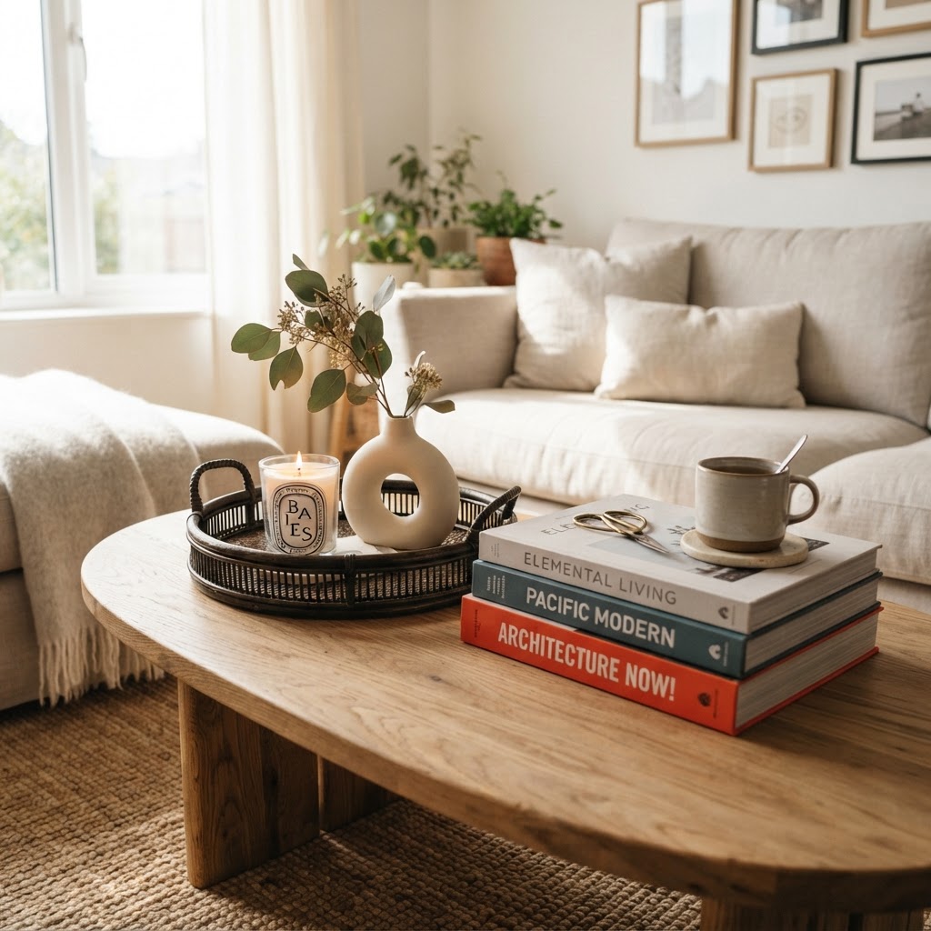 Curated surfaces with negative space elevate the look of any room.