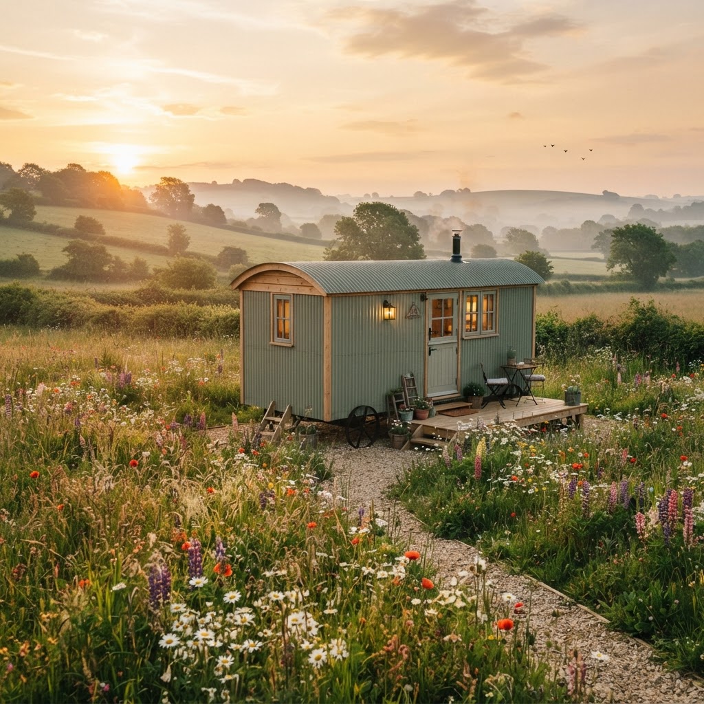 Glamping in a shepherd's hut provides a unique and affordable nature escape.