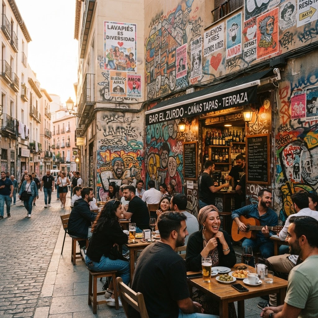 The colorful, multicultural energy of Lavapiés.