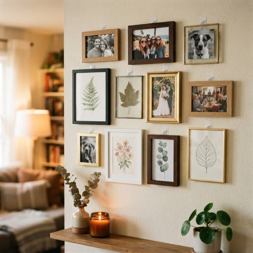 Gallery walls are a damage-free way to personalize your space.