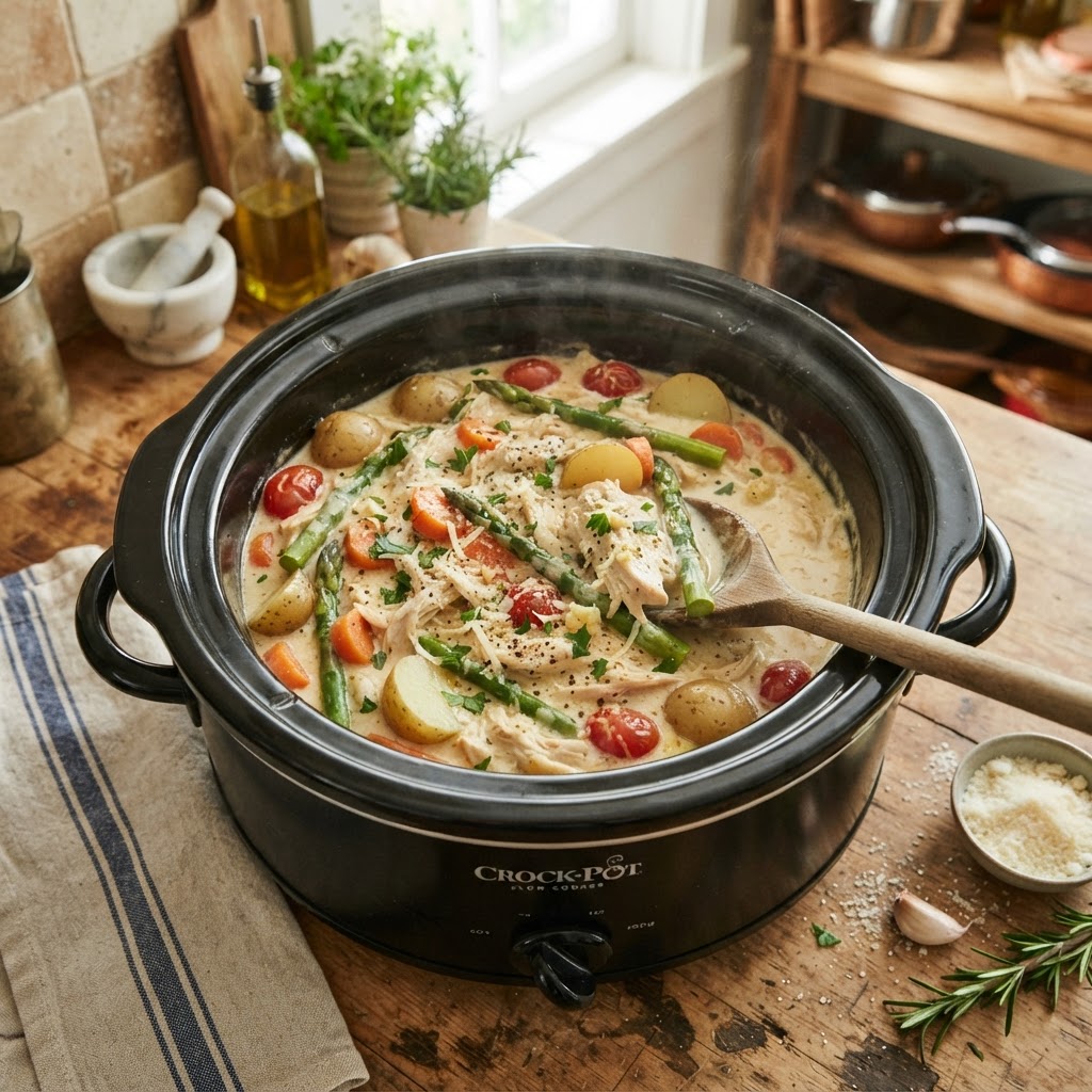 Creamy and savory garlic parmesan chicken.