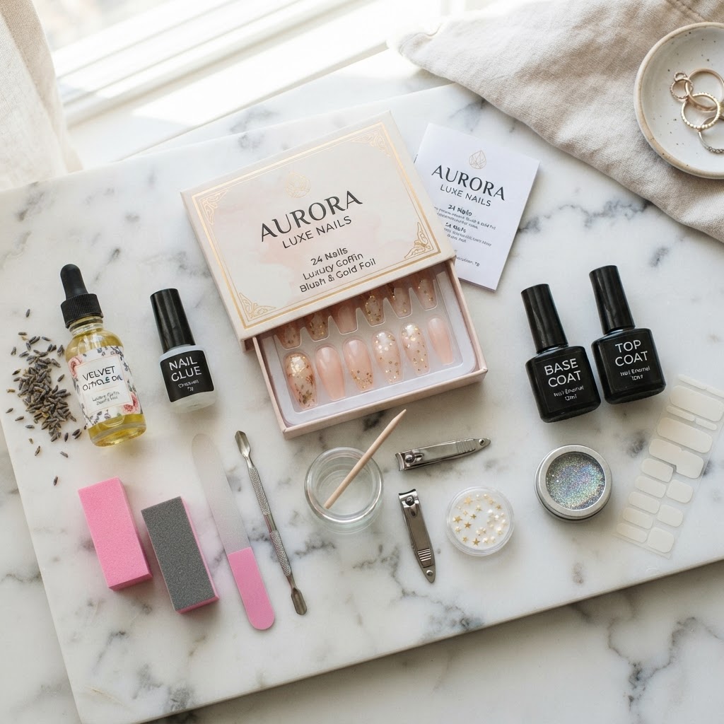 All the essential tools you need to apply press-on nails at home like a professional.