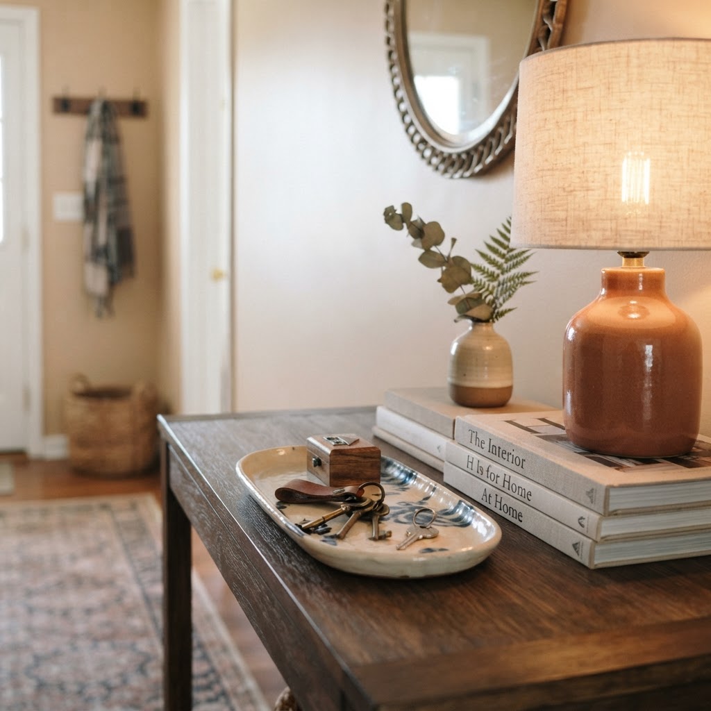 Curate your entryway with a few intentional, beautiful items to create a warm welcome.