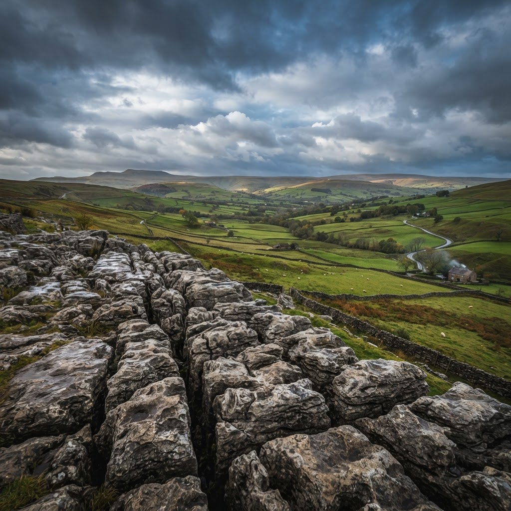 The rugged and dramatic limestone landscapes of the Yorkshire Dales.