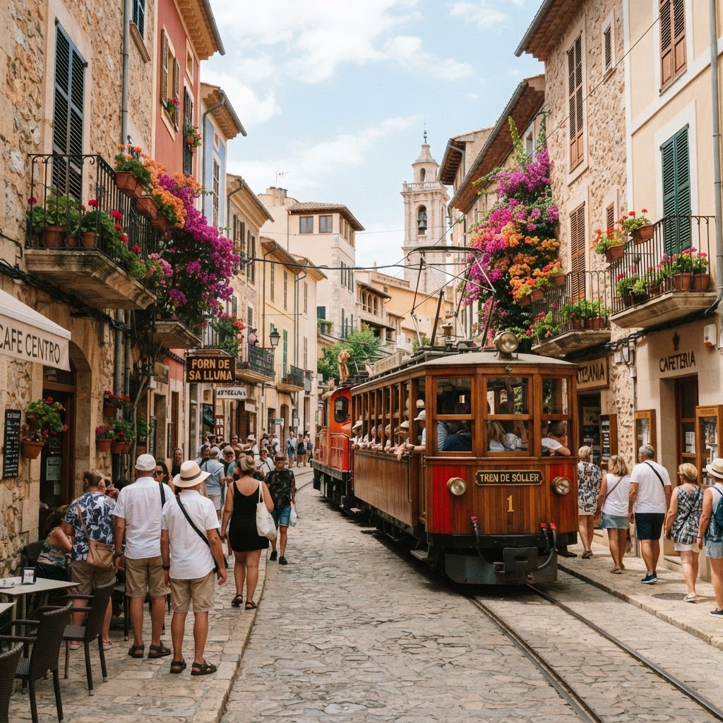 Exploring the rustic charm of Soller's old town.