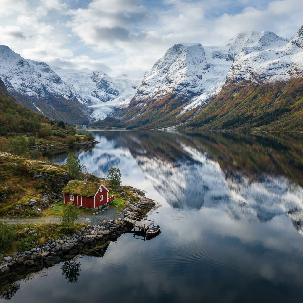 Isolated beauty in the deep corridors of a Norwegian fjord.