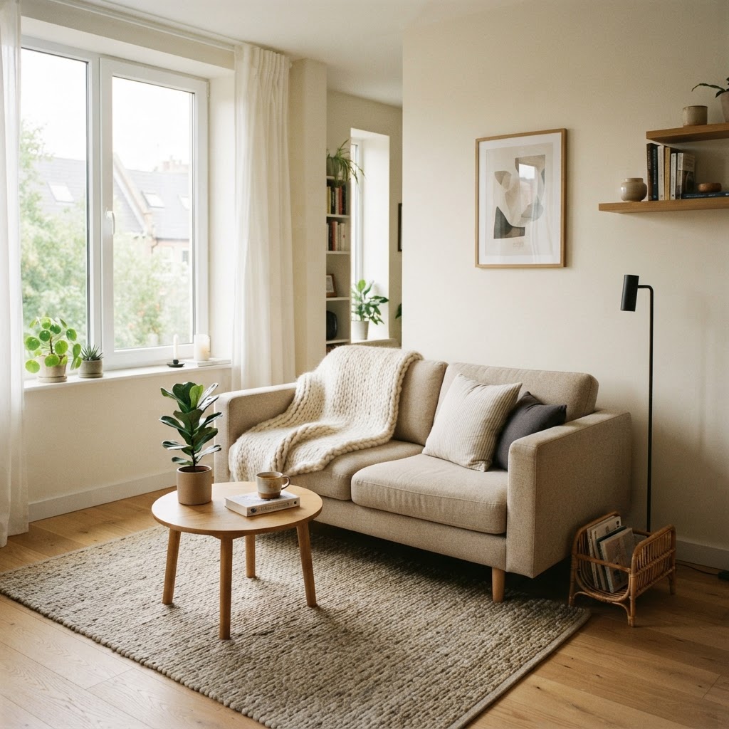 Create a cozy atmosphere with simple textures and natural light.