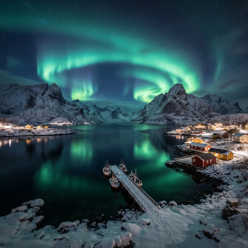 The magical Northern Lights illuminating the Arctic sky.