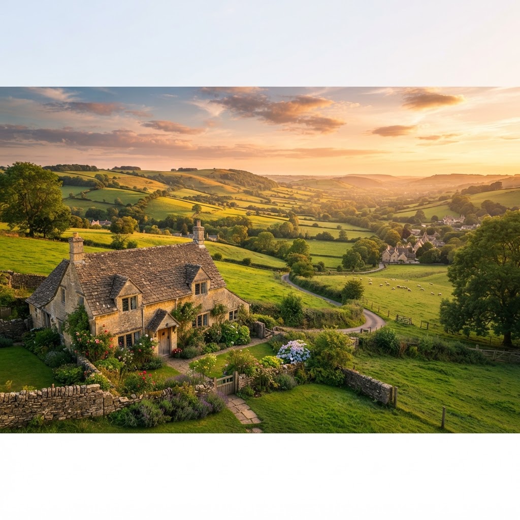 The golden, rolling hills of the Cotswolds provide a perfect backdrop for your getaway.