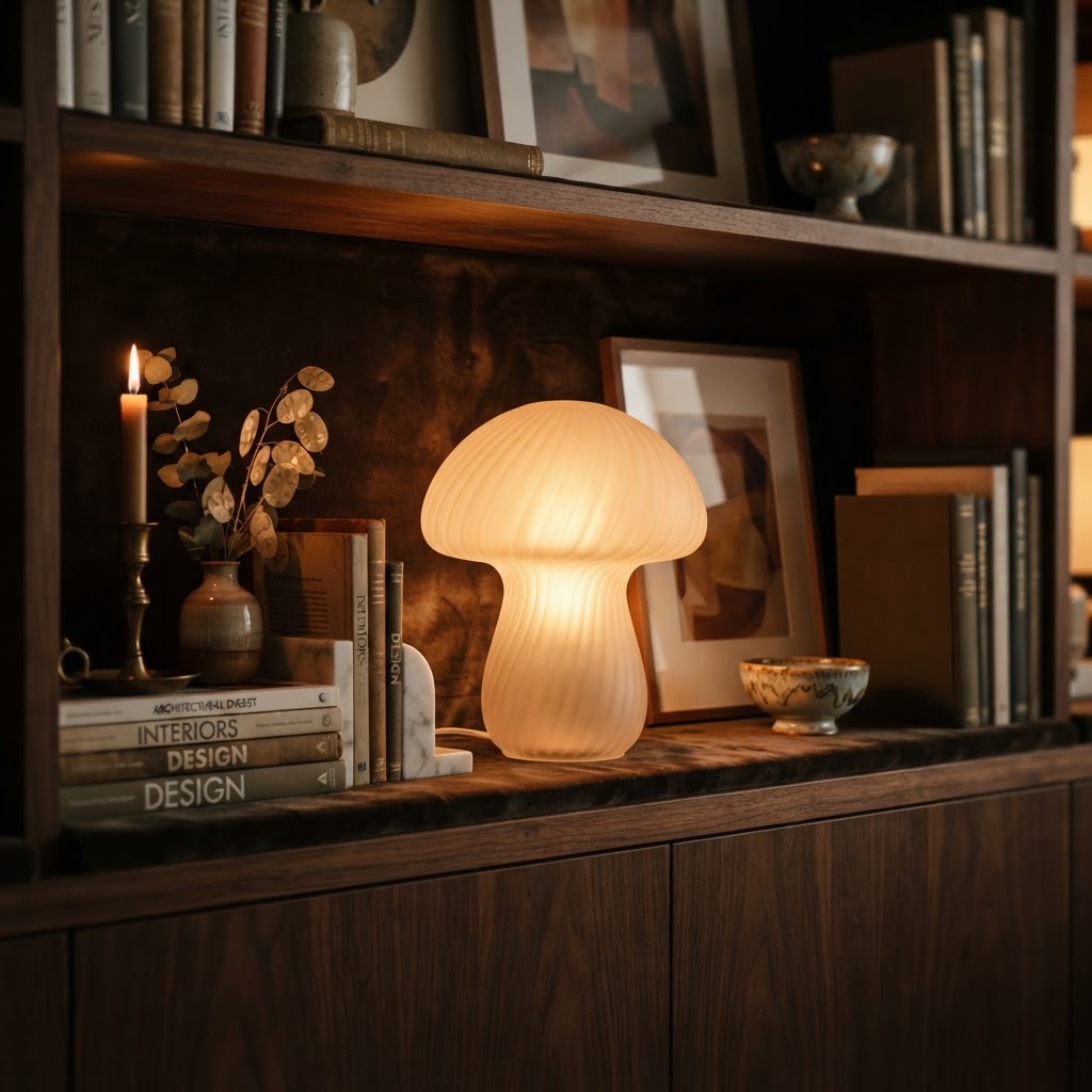 Frosted glass lamps add a touch of designer elegance.