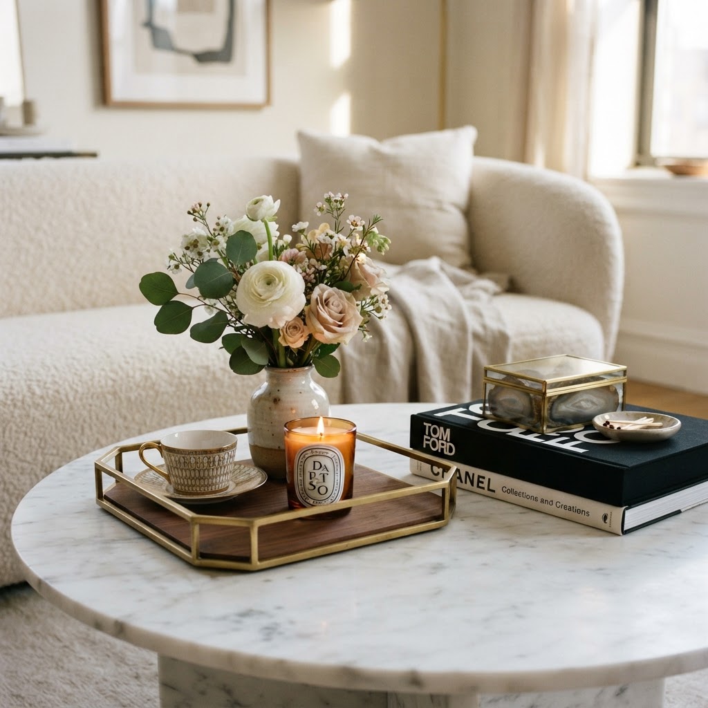 Carefully curated tabletop decor elevates the overall aesthetic of your room.
