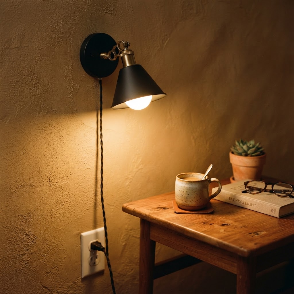 Plug-in sconces are perfect for renters needing more surface space.
