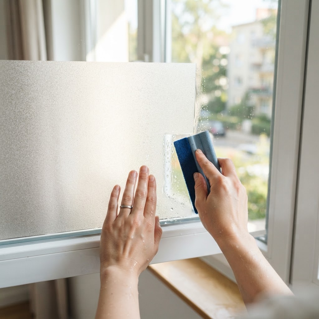 Create instant privacy with static-cling window films.