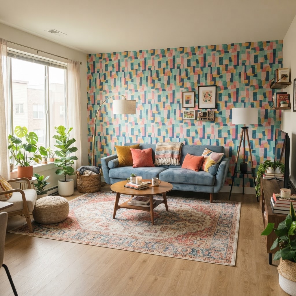 Transforming walls with removable wallpaper is a game-changer.