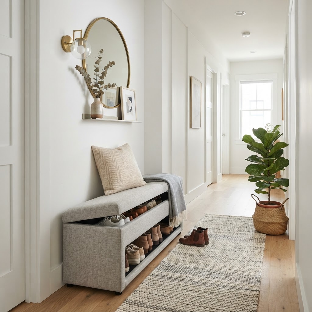 Space-saving storage bench.