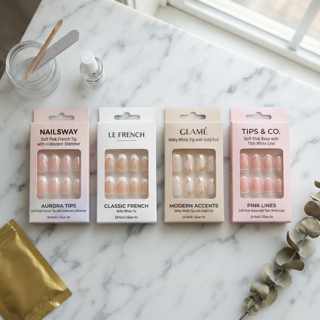 A variety of press-on nail styles to help you achieve the ultimate clean girl aesthetic.
