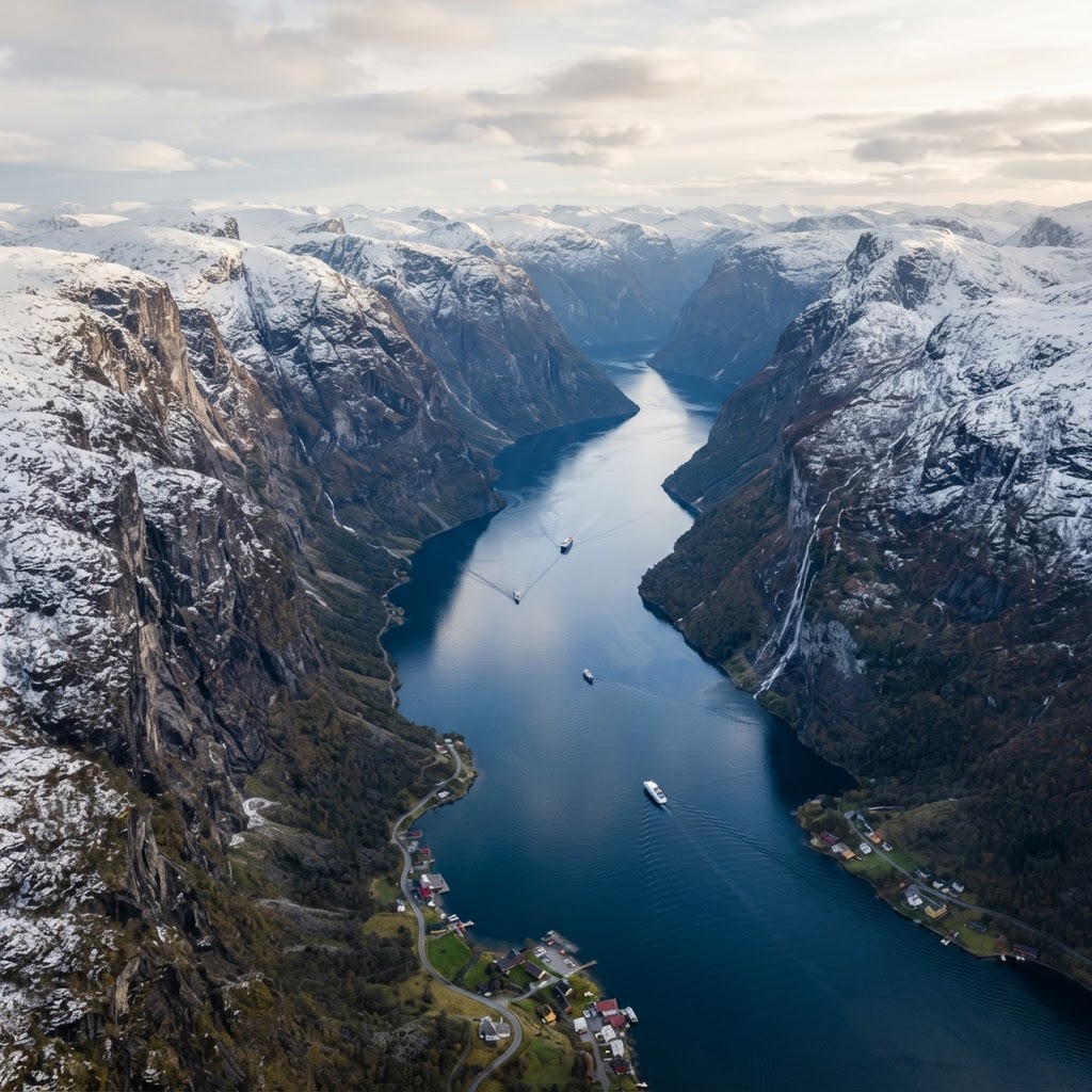 The serene and imposing beauty of a deep-water fjord.