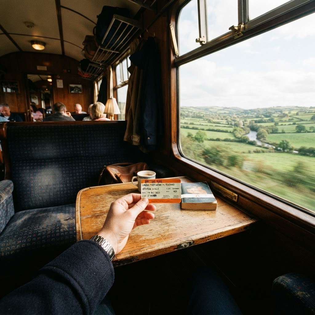 Enjoying the view from the train window.