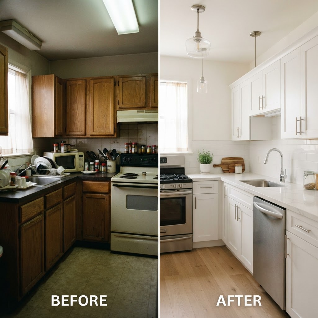 Bright and open kitchen transformation.