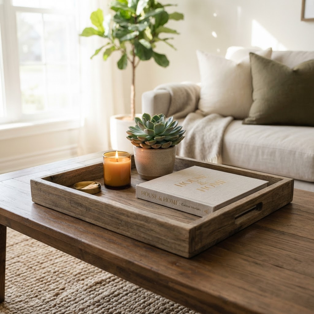 Curated vignettes create a high-end designer look on any table surface.