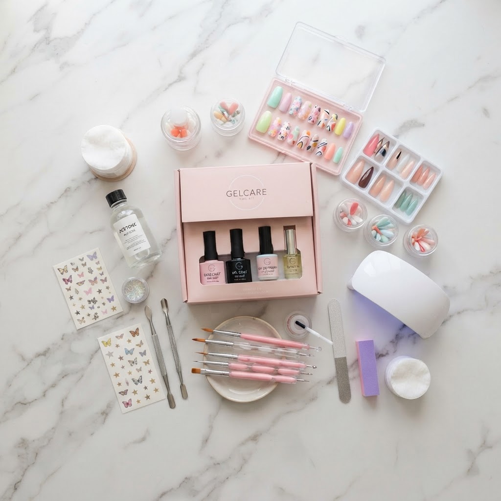 All the essential tools you need to create your own nail set at home.