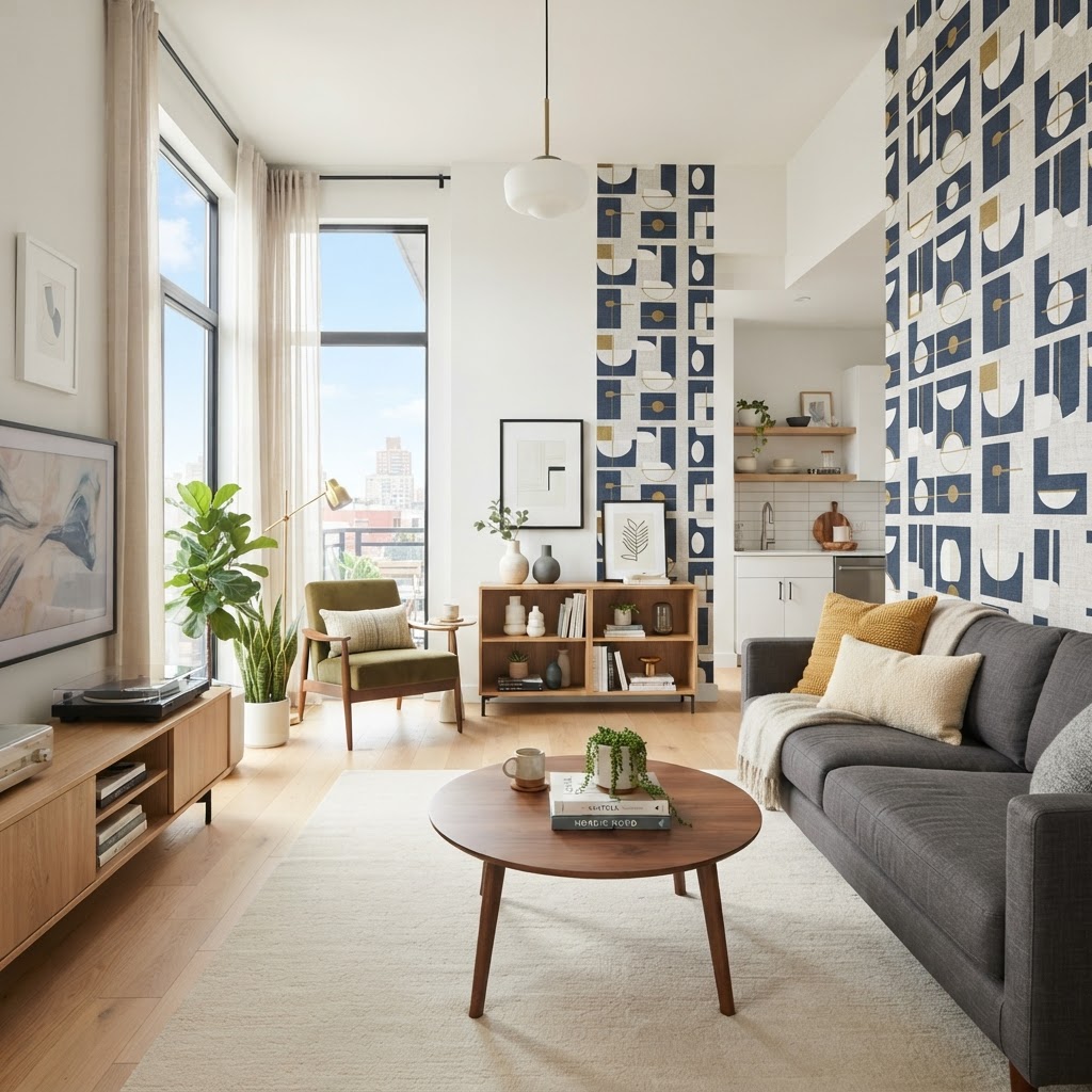 Transform your living room with a bold accent wall.