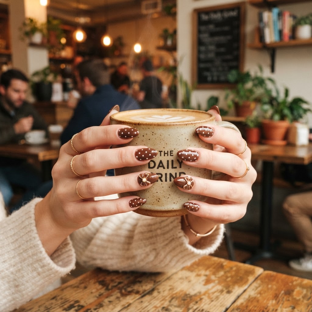 Style inspiration for brown aesthetic press-on nails.