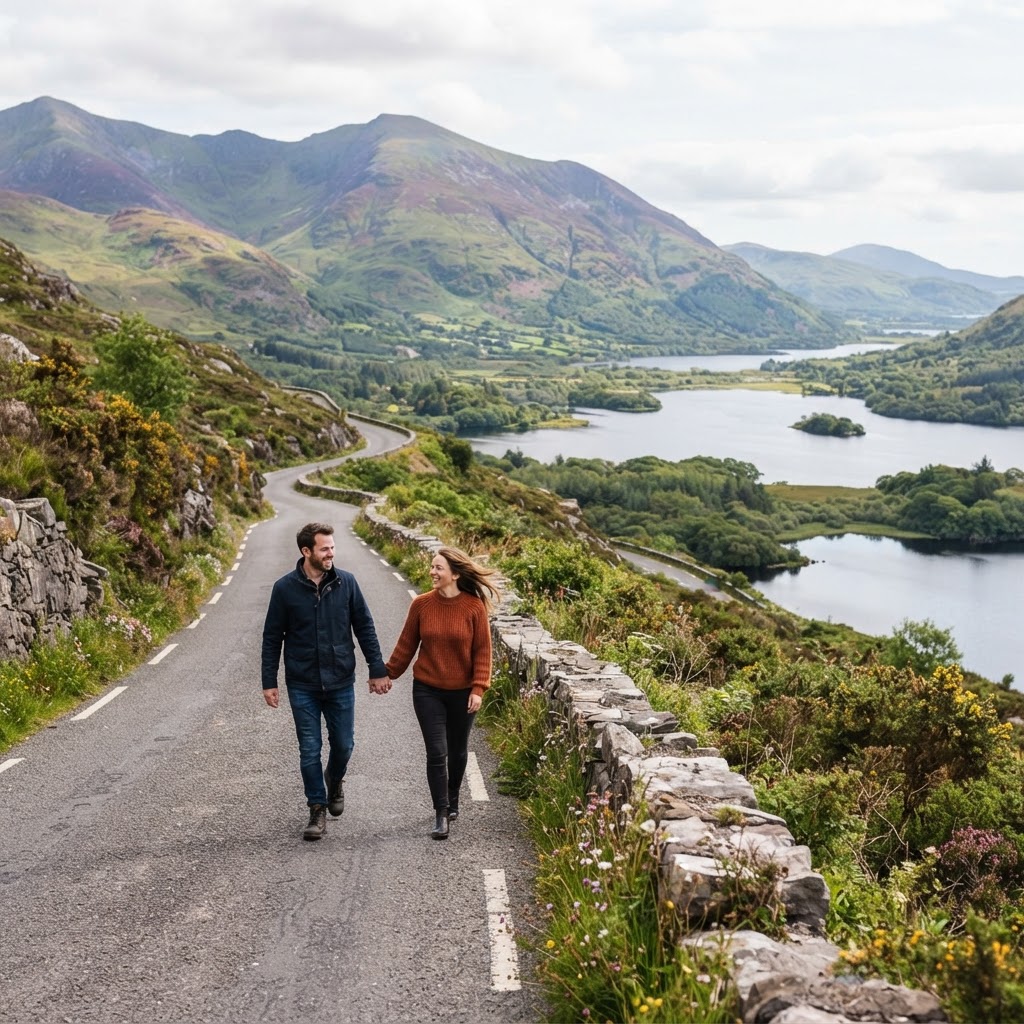 The diverse beauty of the Ring of Kerry offers numerous romantic spots for couples.