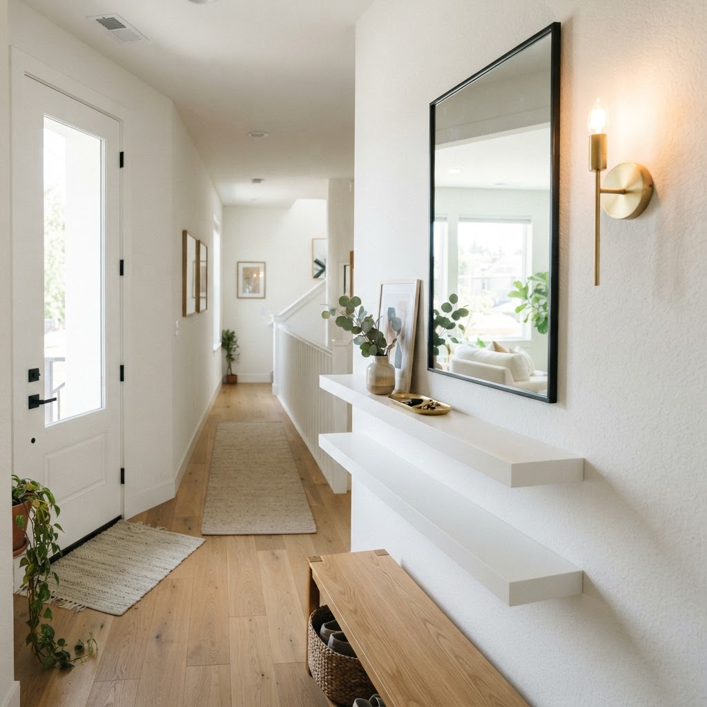 Using mirrors and lighting to expand space.