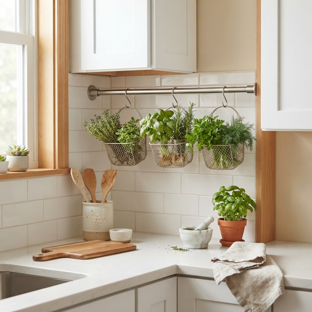 Tension rods are a renter's best friend for adding hidden storage in kitchens and bathrooms.