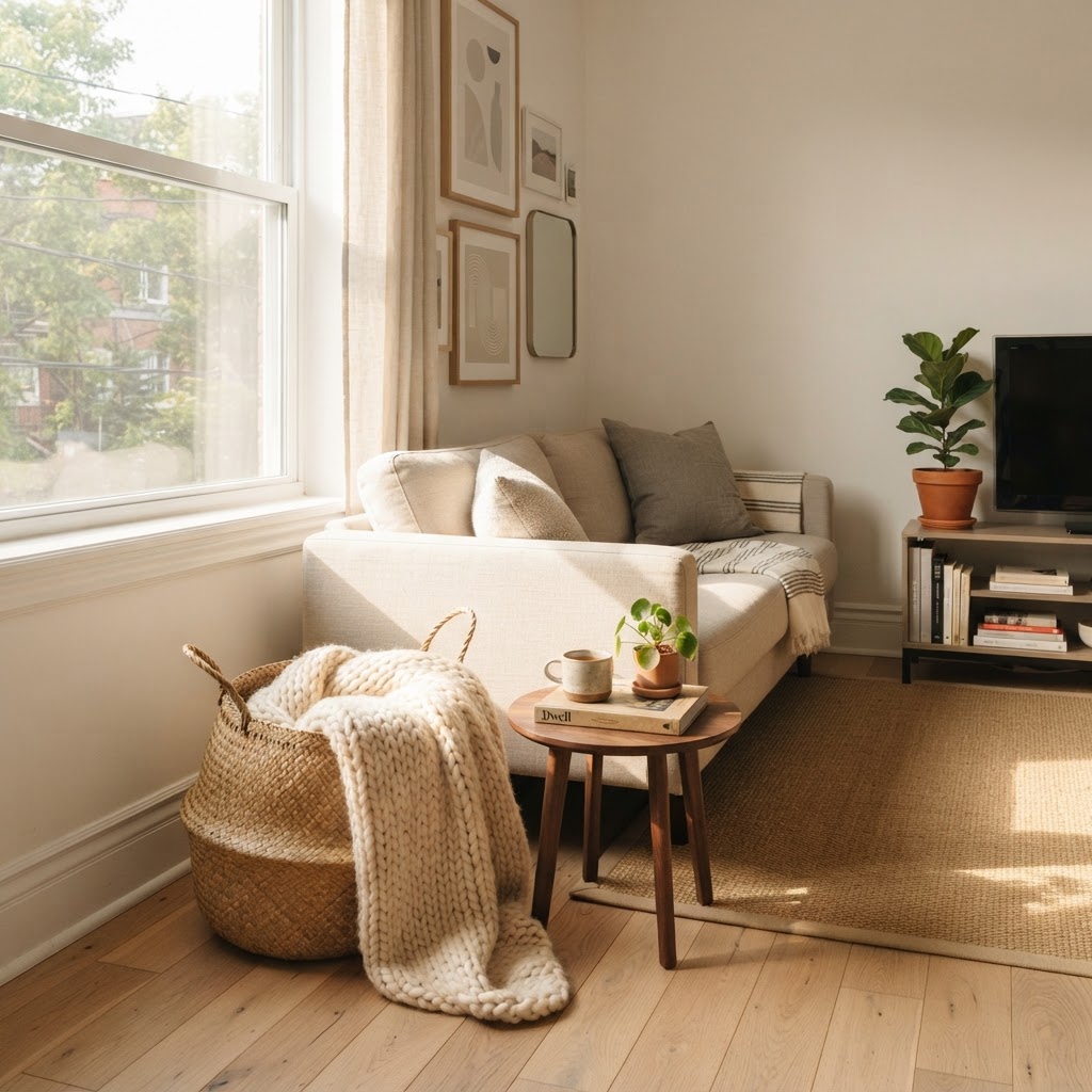 Woven baskets are perfect for adding texture and hiding clutter.