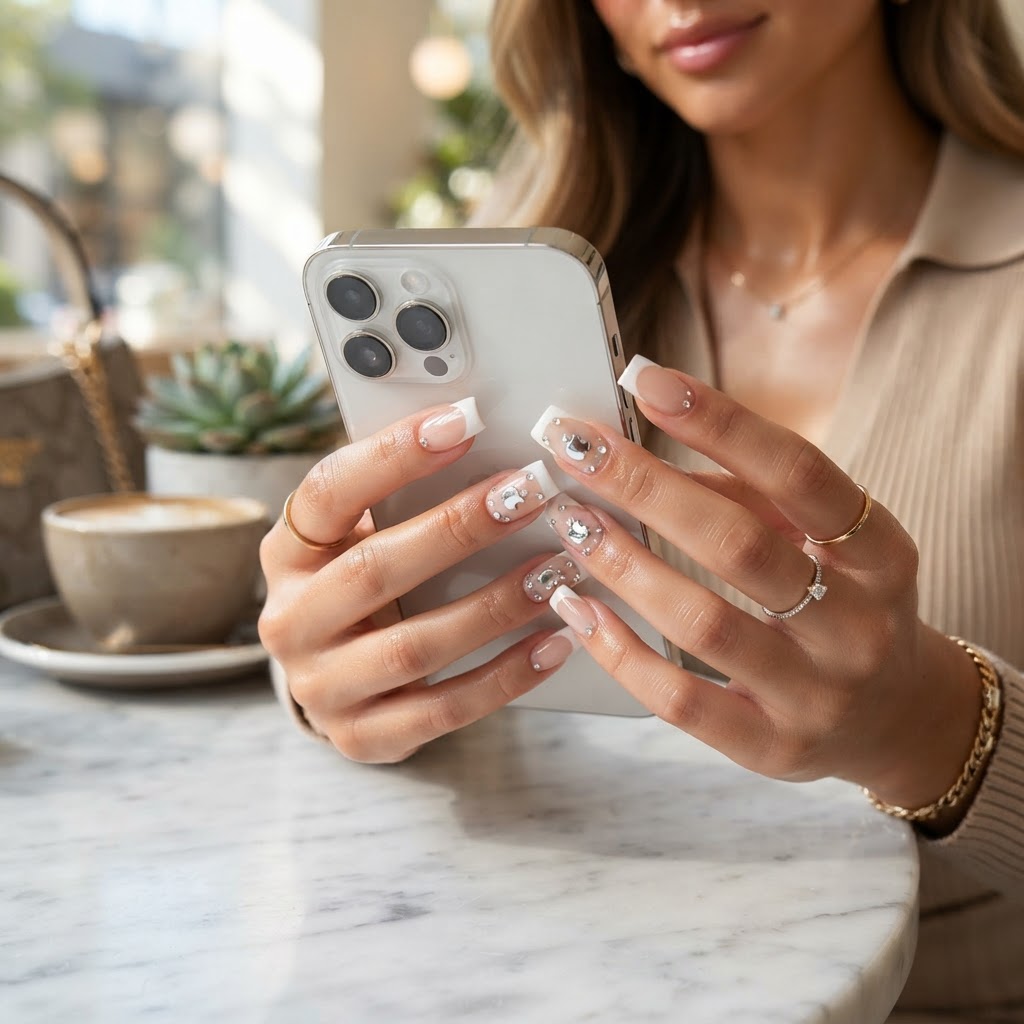 Classic French tips with a trendy Y2K twist.