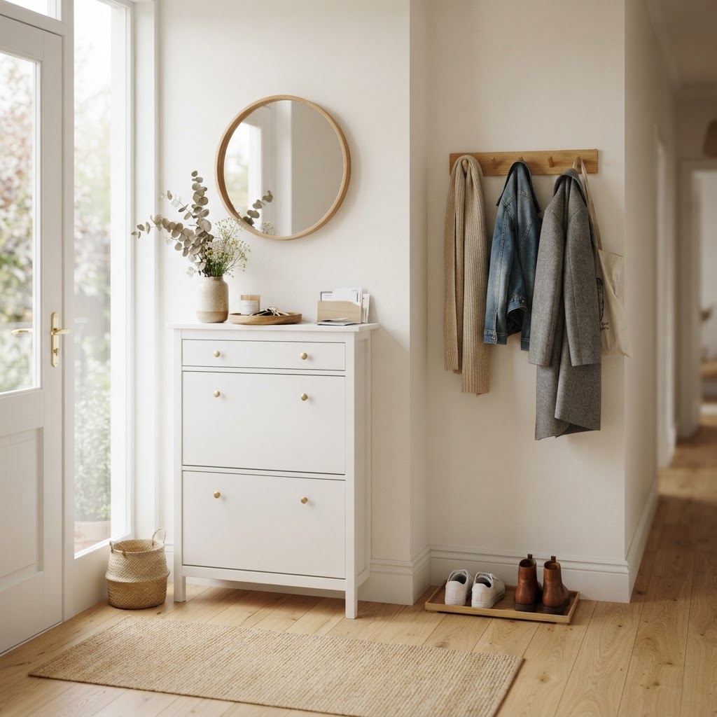 Slim furniture choices keep floor traffic clear.