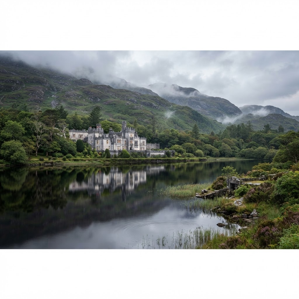 The serene and historic Kylemore Abbey in Connemara.