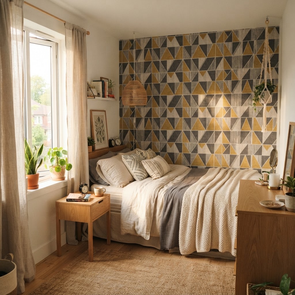 Use peel-and-stick wallpaper for an easy, renter-safe accent.