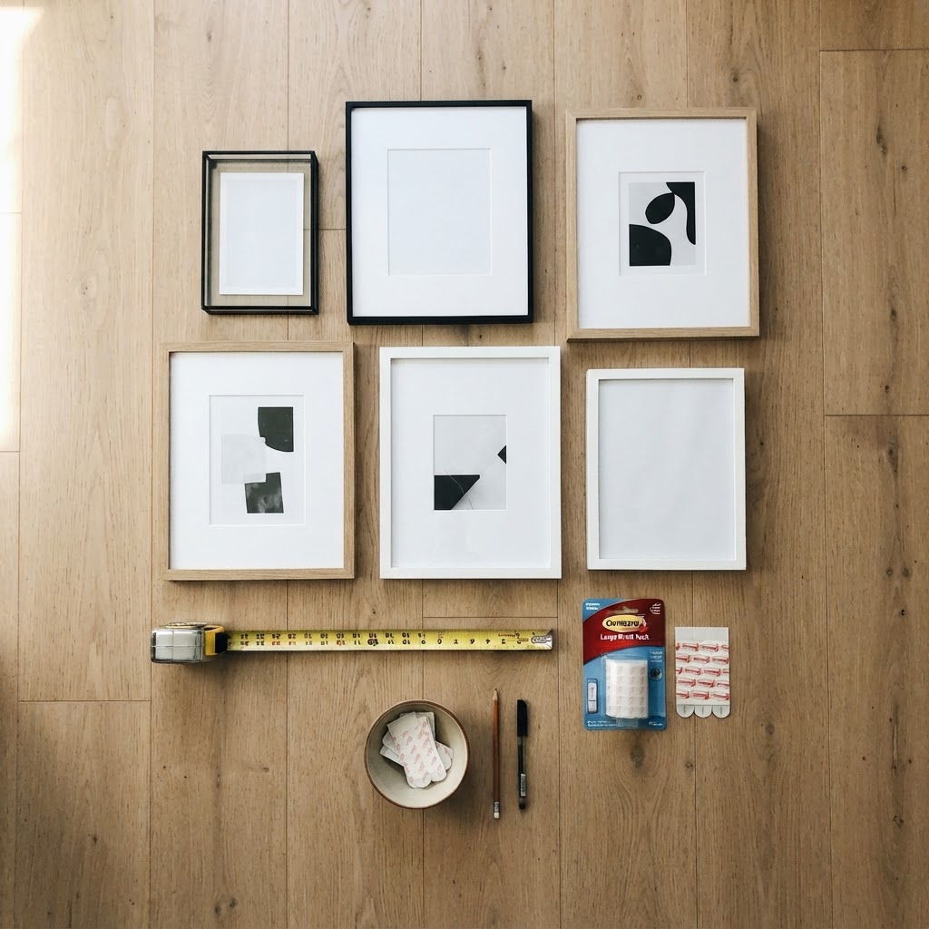 Lay out your frames on the floor to test your composition.