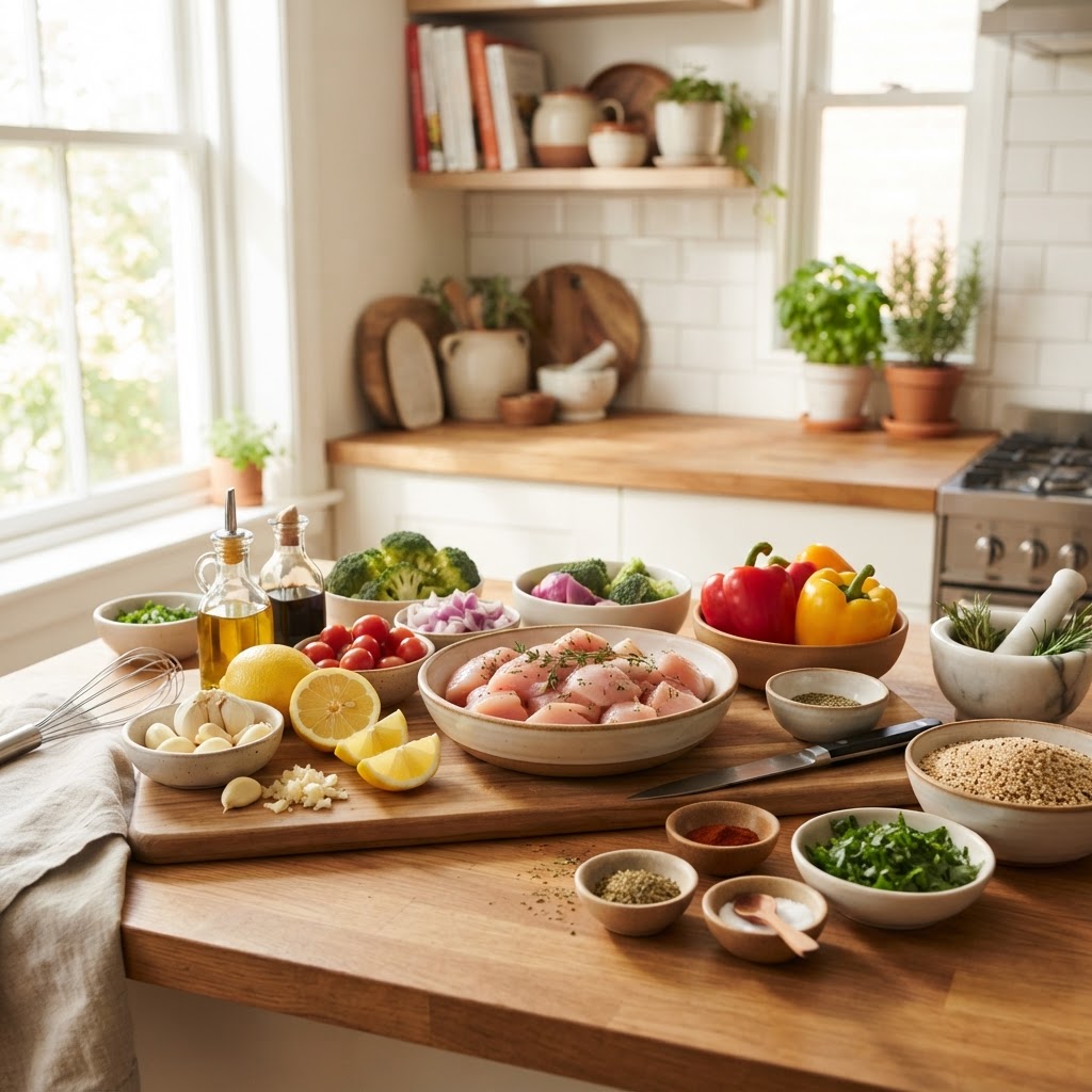 Fresh ingredients for a healthy slow cooker meal.