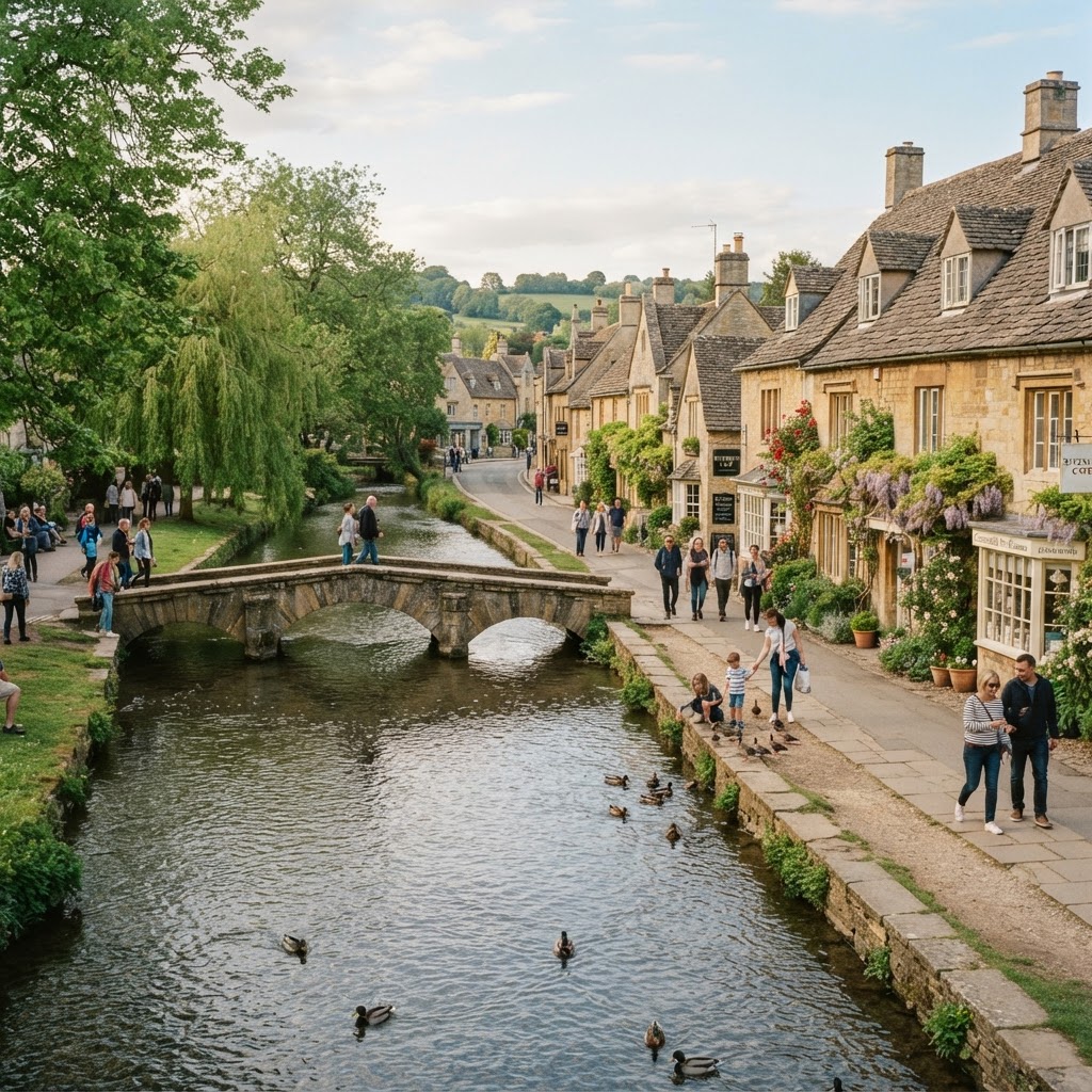 The tranquil beauty of Bourton-on-the-Water.