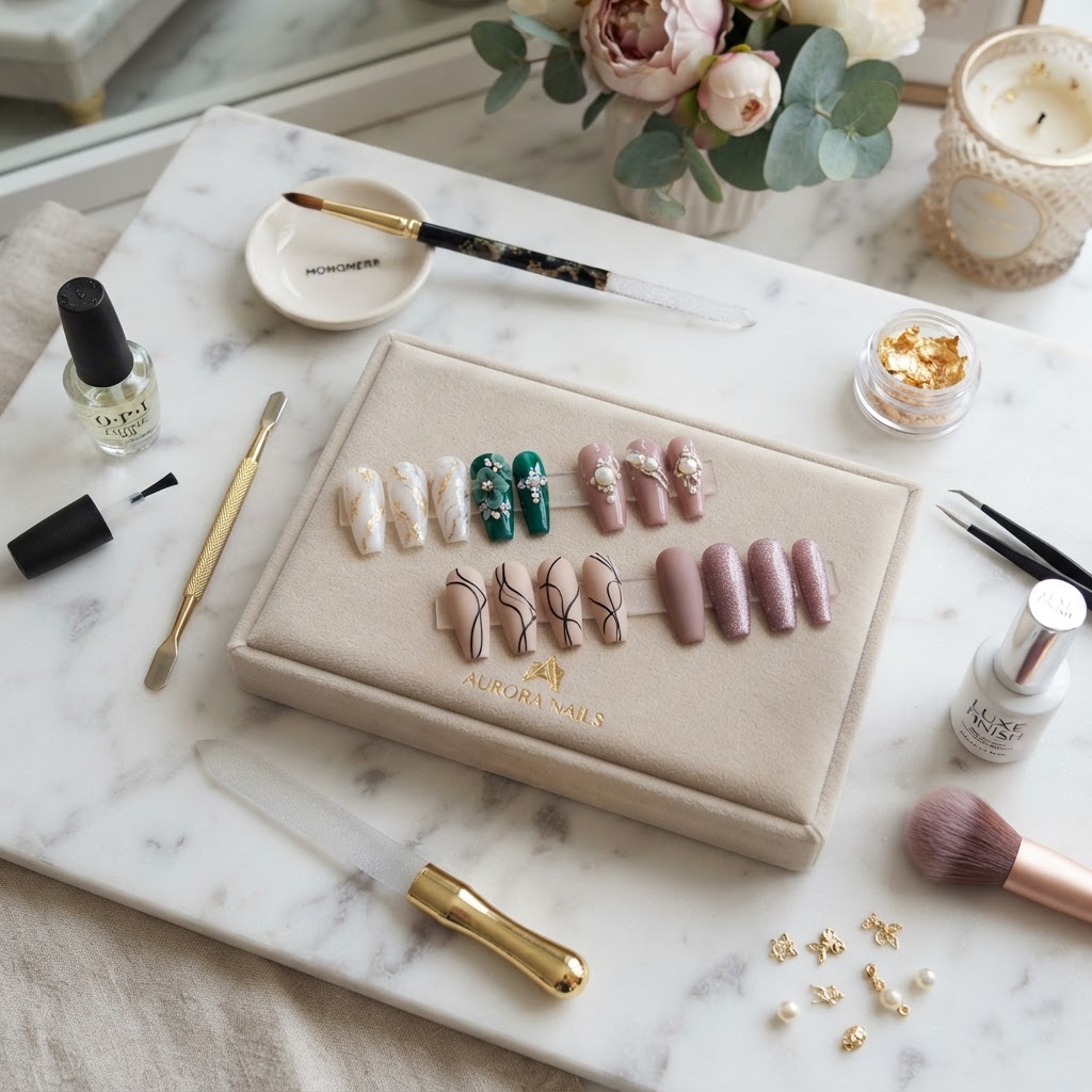 Beautifully finished press-ons that look just like salon acrylics.