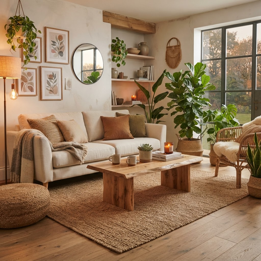Natural elements bring a calming, earthy vibe to your space.