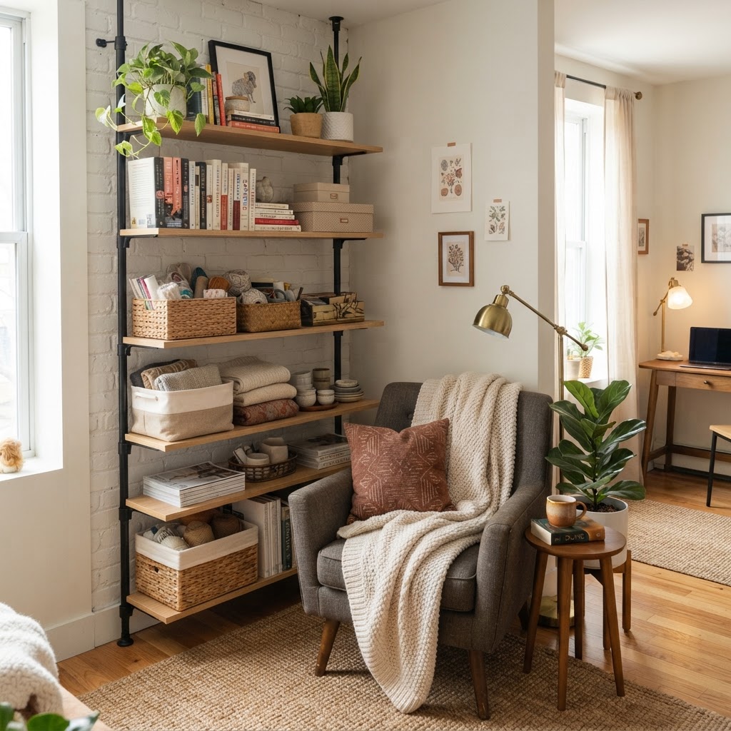 Maximizing small apartment storage without drilling holes.