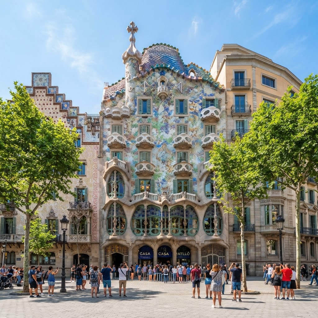 The iconic, shimmering façade of Casa Batlló.